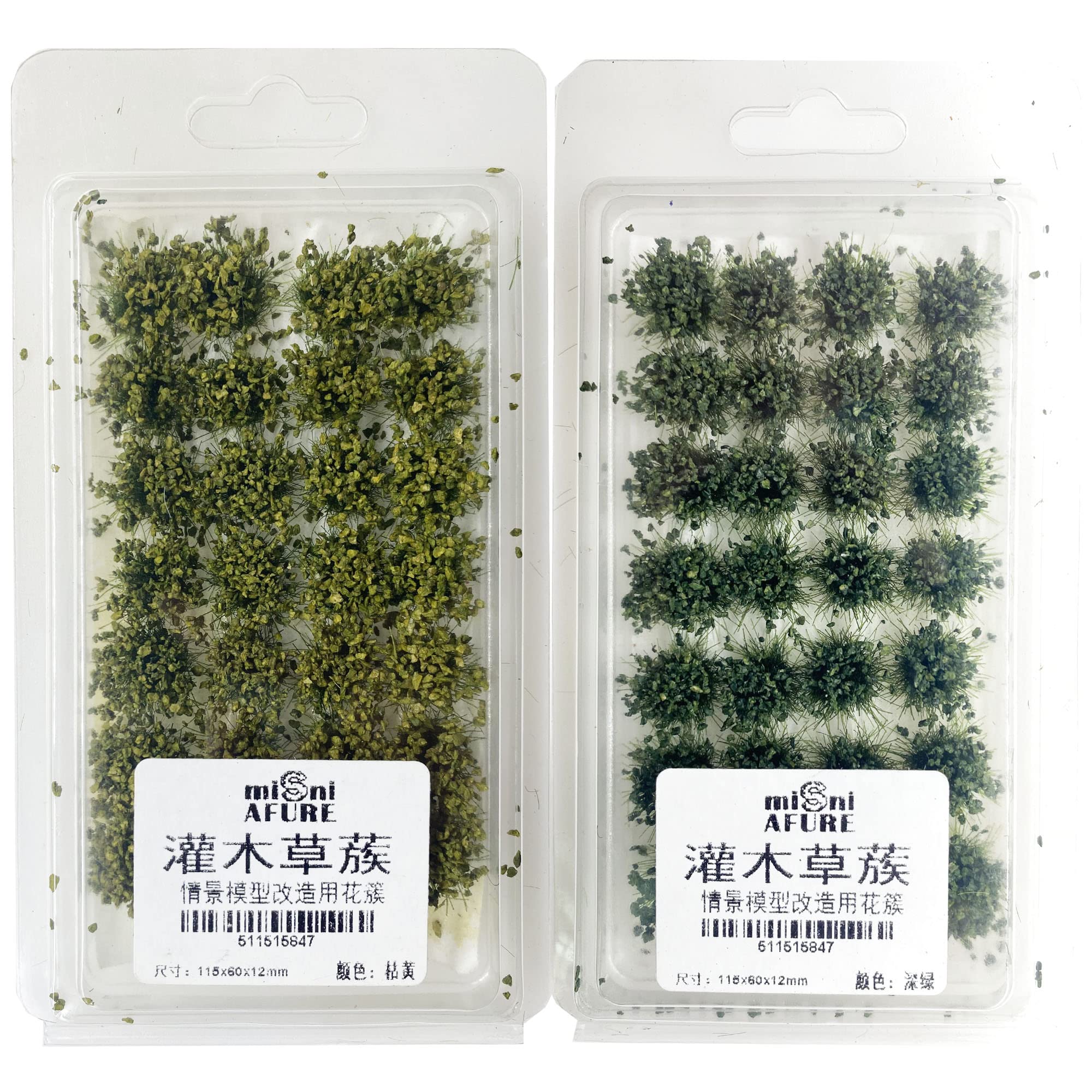Cayway 56 PCS Static Grass Tuft Model Grass Tufts Railway Artificial Grass 2 Color Bushy Tuft Flower Cluster Vegetation Groups for DIY Architecture Building Model Train Landscape Railroad Scenery