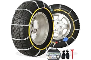TASEYOK Auto Fixing Snow Chains, 2 x 12 mm, 30s Quick Installation of Tire Chains with Automatic Tensioner, Universal Emergency Tire Traction Chain for Cars, Pickups, and SUVs (HLN 150)