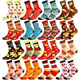 Jamntower 16 Pairs Fall Thanksgiving Socks Bulk for Men Women Maple Leaf Pumpkin Turkey Socks Autumn Holiday Colorful Gifts Thanksgiving Day Gifts for Adult