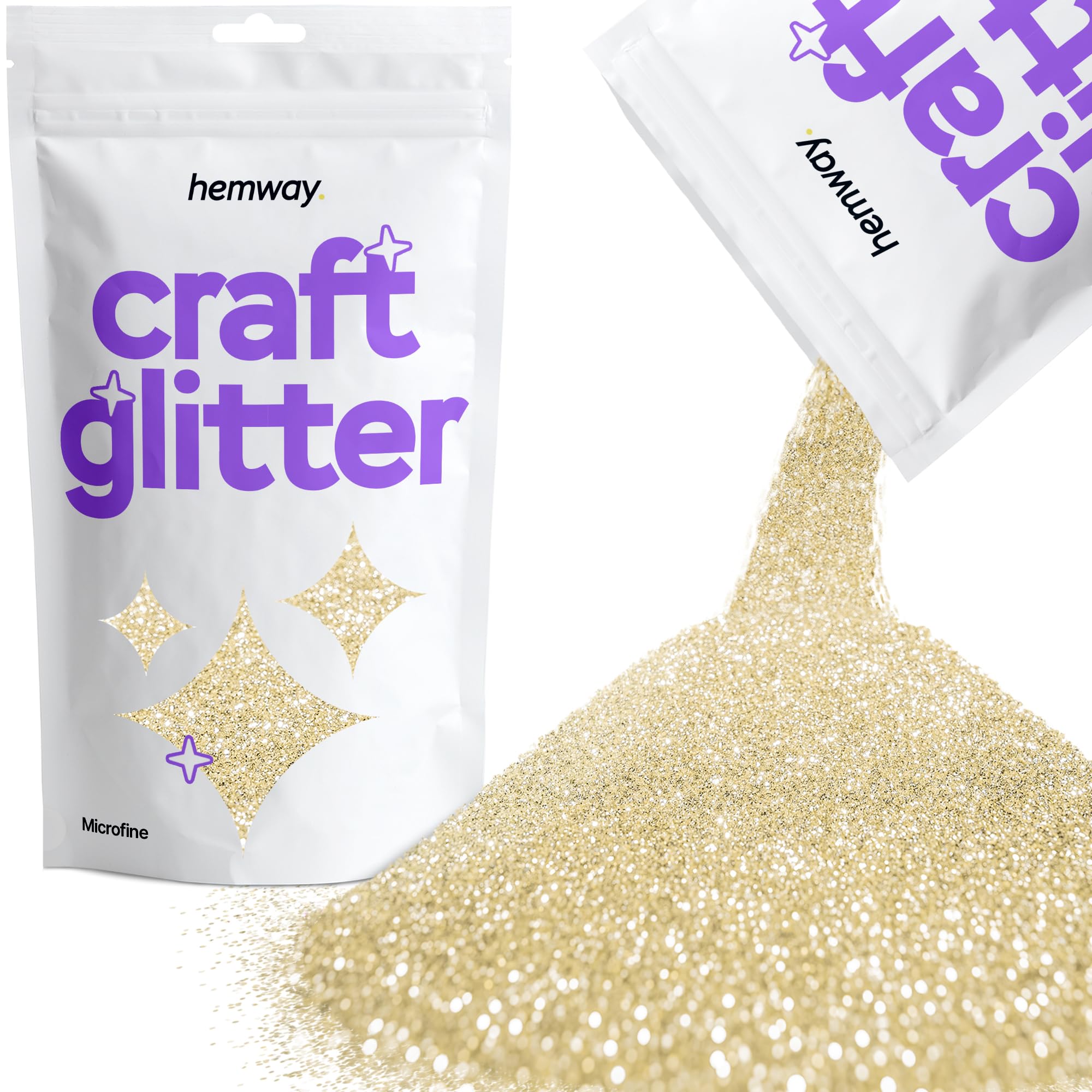 Hemway Craft Glitter Champagne Gold 100g Microfine Glitter for Crafts, Resin, Cosmetic, Nail, Face, Body, Festival, Tumblers, Art, Candle, Crafting