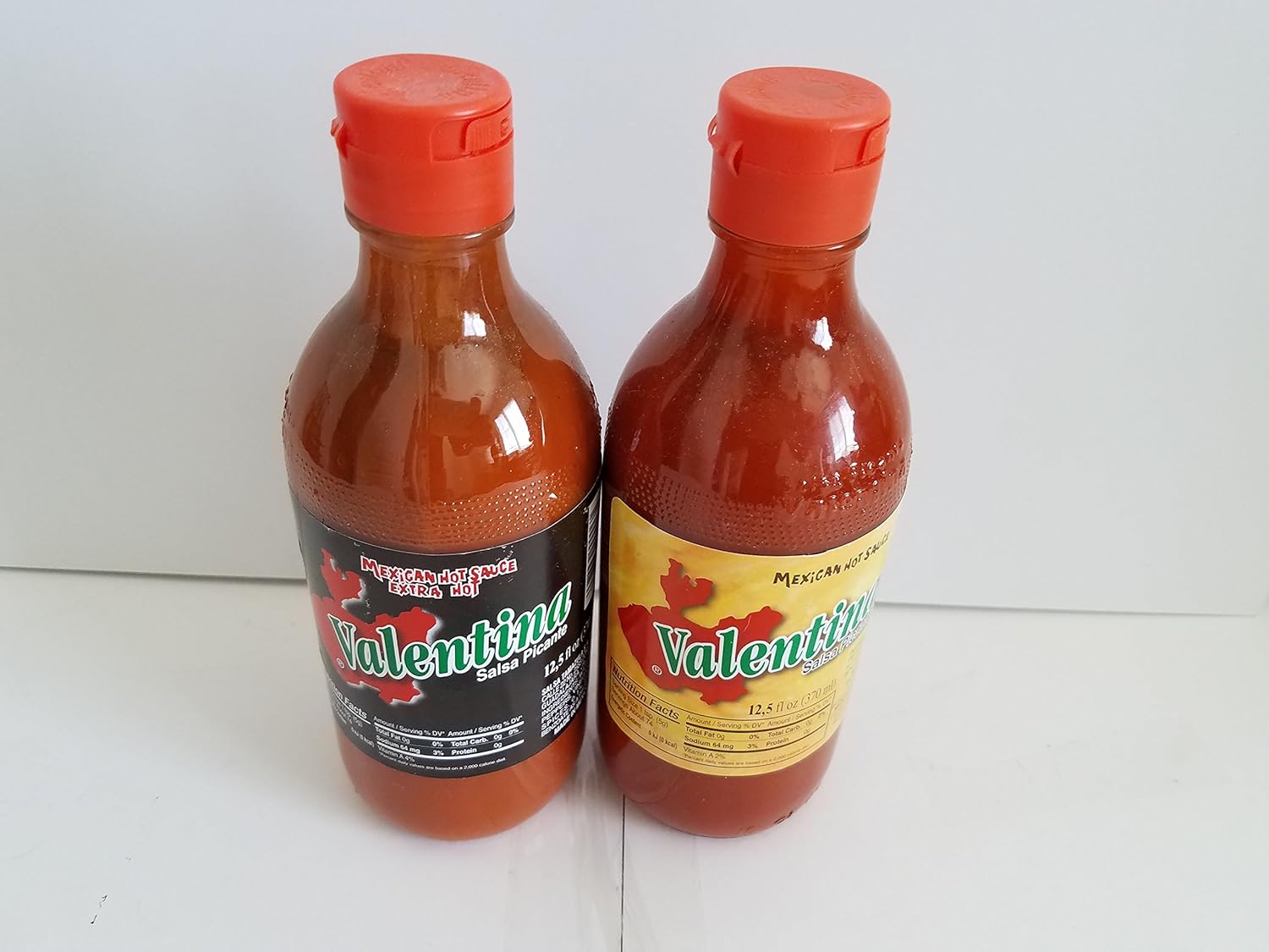 Valentina hot & Extra hot Sauce, Black & Yellow Label 370 ML (Pack of 2