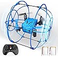 BEZGAR HQ053 Remote Control Drone for Kids - RC Mini Spherical Rolling Quadcopter Beginner 360 Degree Flip, Christmas Birthday Gift Indoor Outdoor Toys for Boys Age 4 5 6 7 8-12, Blue