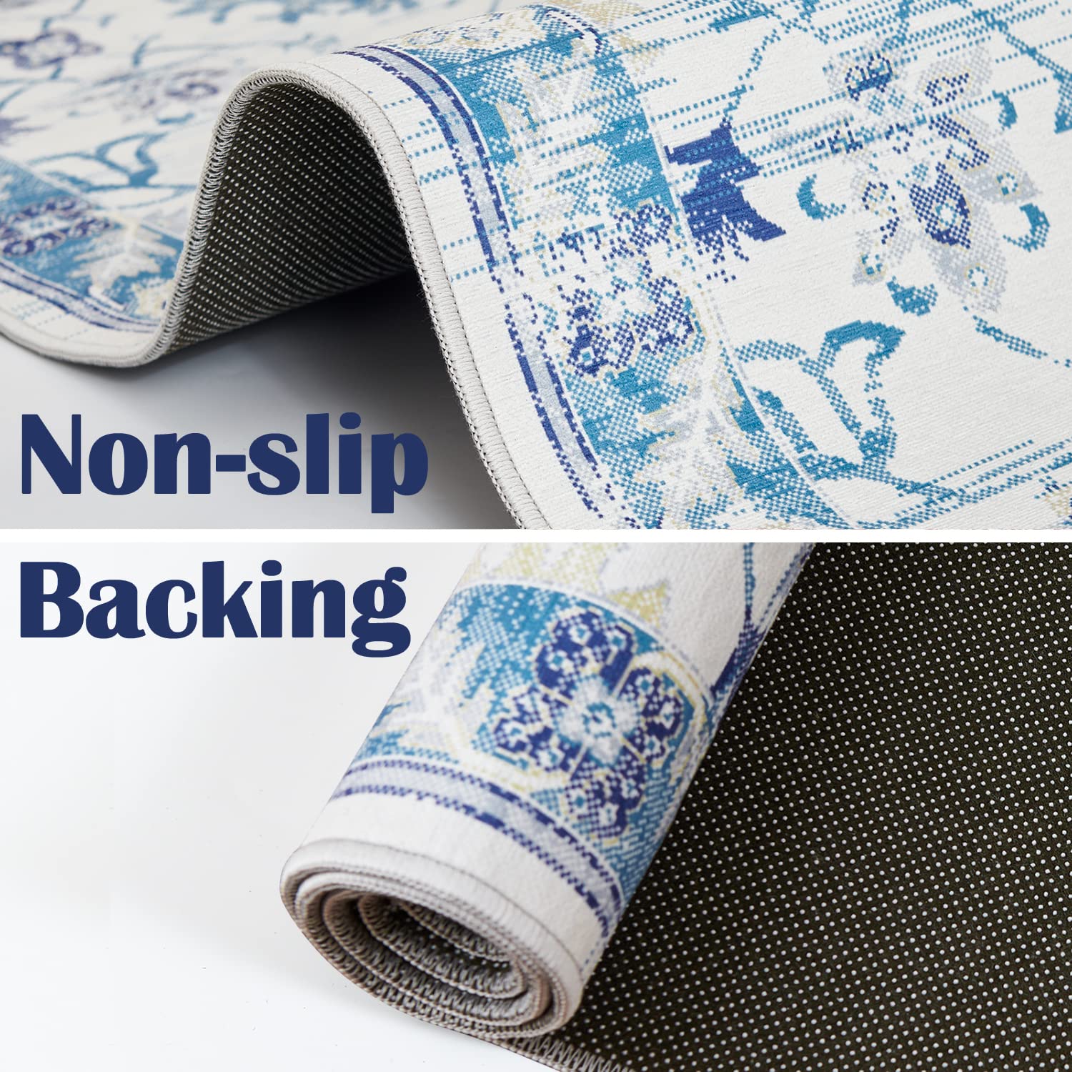 jinchan 2x7 Runner Rug Persian Vintage Rug Hallway Washable Rug Blue ...