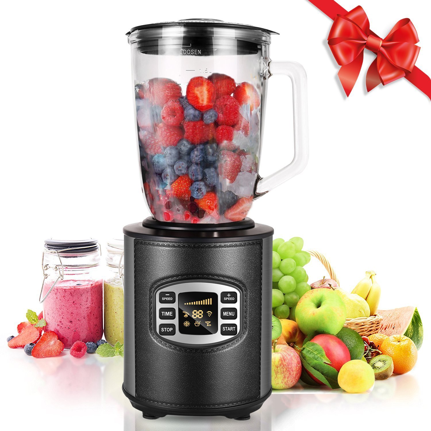 MeyKey Smoothie Maker Blender, 800W Jug Blender, 12Speed Control Glass Jug for Shakes and