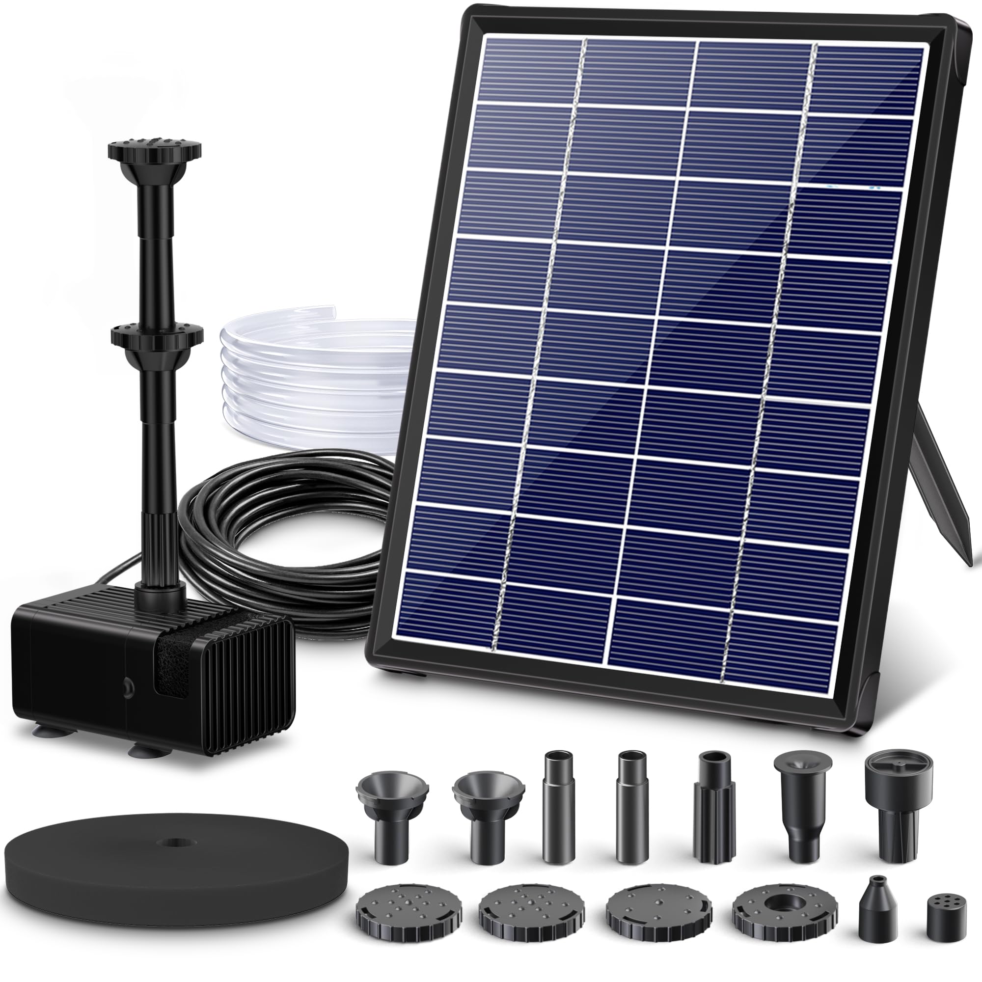 Photo 1 of **FOR PARTS ONLY/ SOLAR PANEL NON-FUNCTIONAL*** Biling 5.5W Solar Fountain Pump for Bird Bath, DIY Solar Water Pump with Double-Layer Nozzles & Dry-Run Protection 5 FT Tubing for Birdbath, Garden Ponds, Water Features