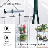VonHaus Walk In Greenhouse Compact 6 Shelves PVC Cover Roll Up Door view 4