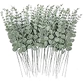 CEWOR 80pcs Artificial Eucalyptus Stems Fake Eucalyptus Leaves Stems Real Touch Leaf Branches for Flower Bouquet Wedding Easter Centerpiece Spring Home Office Decor
