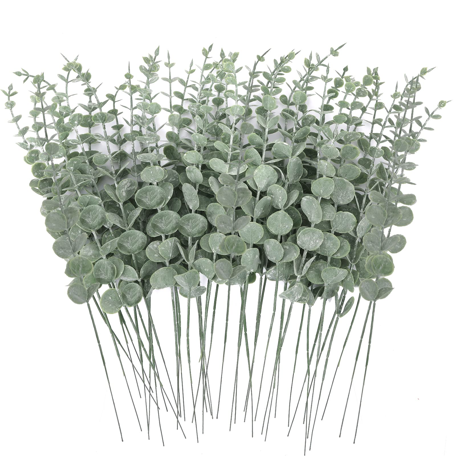 CEWOR 80pcs Artificial Eucalyptus Stems Fake Eucalyptus Leaves Stems Real Touch Leaf Branches for Flower Bouquet Wedding Easter Centerpiece Spring Home Office Decor