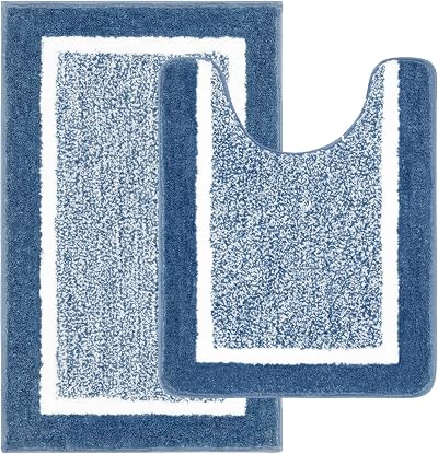 Pauwer Bath Mats Set 2 Piece Teal Ultra Soft Non Slip 50x80cm 50x60cm