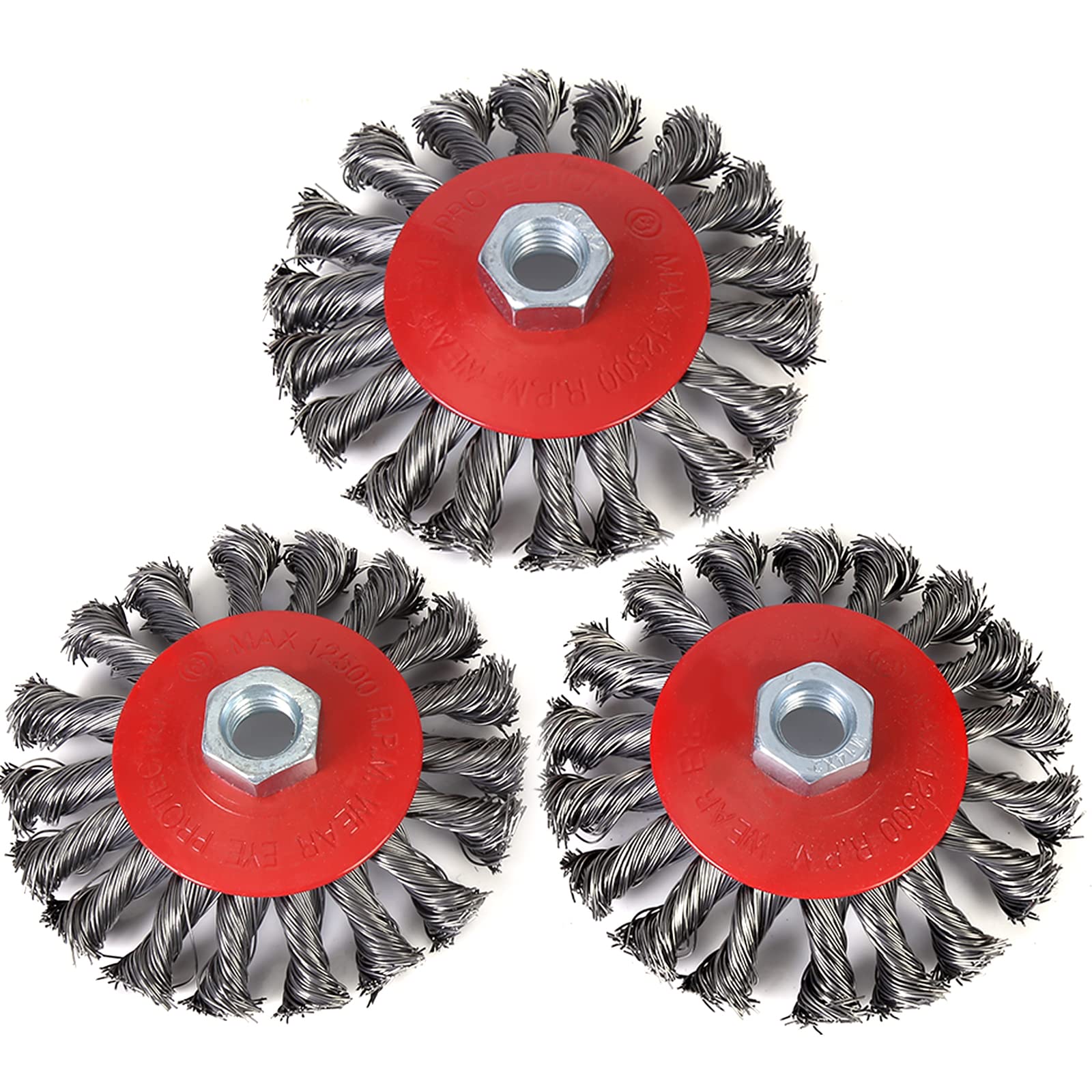 125 mm Wire Brush Set, 3pcs Cup Brush Set for Rust Removal, Stripping, Weld Cleaning, Edge Grinding, and Rough Surface Preparation