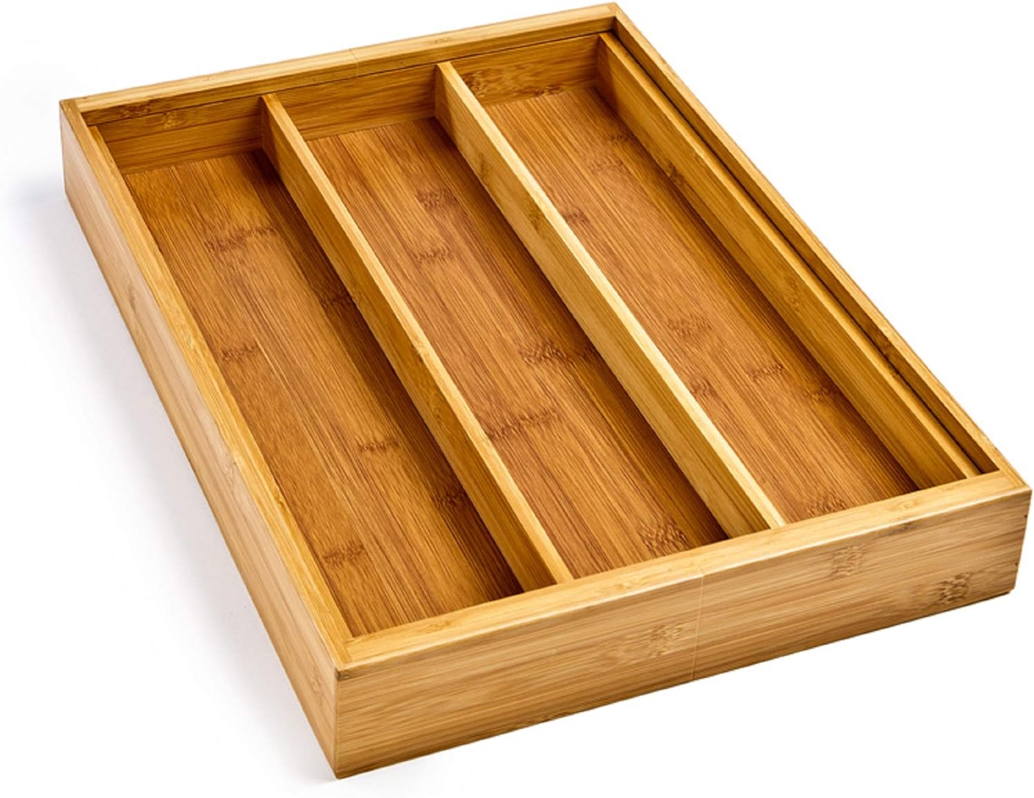 Seville Classics Bamboo Box Kitchen Utensil Drawer Organizer & Home, Office Tool Holder Storage Organizer, Expandable Tray (5 Compartment): Home & Kitchen