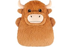 Highland Cow Microwavable Heating Pads for Belly, Neck & Shoulders, Heatable Plush with Moist Heat, Removable Plush Cover, Un