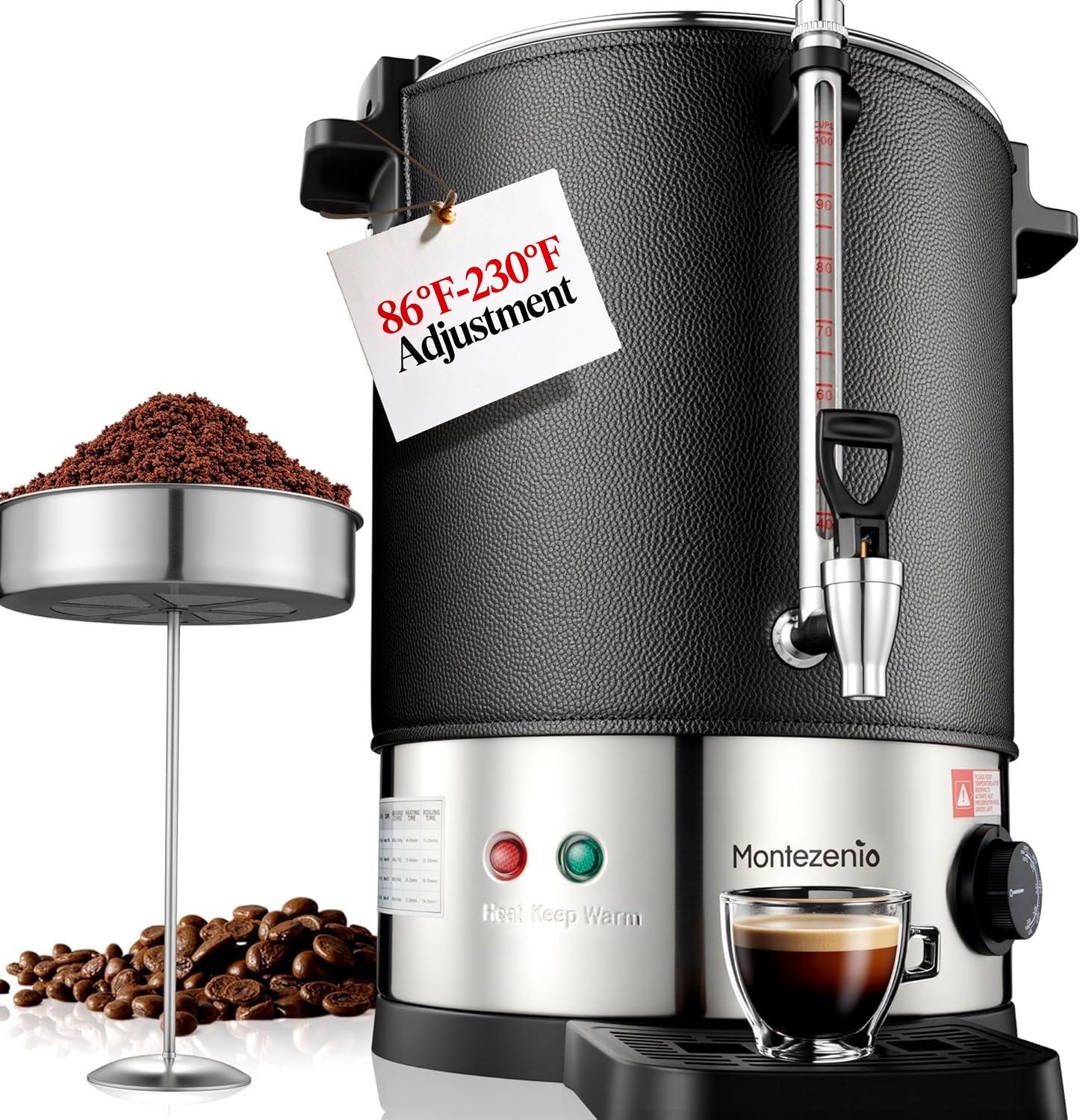 Photo 1 of Tsukiko Commercial Coffee Urn with Temp Control, 1200W Extra Large Coffee Maker Double Insulated 304 Stainless Steel Coffee Dispenser Hot Water Urn with for Home Party Office Catering (8L/50cups)