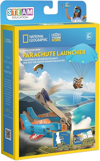 University Games National Geographic Parachute Launcher Kit STEM Toy 5+
