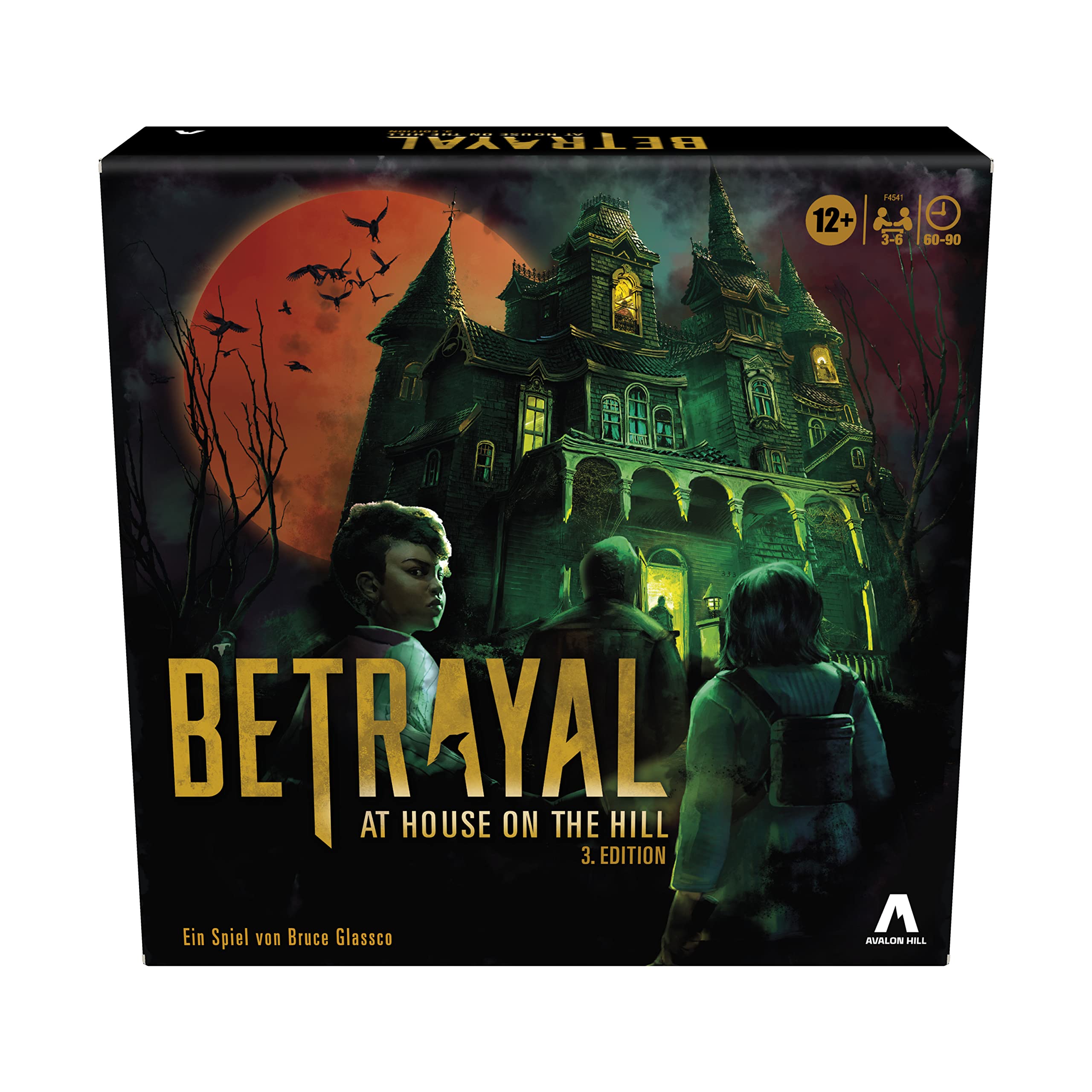 Hasbro Betrayal at House on The Hill third edition, cooperative board game aged 12 and over, 3-6 players, 50 multi-color, one-size ghost scenarios (German)