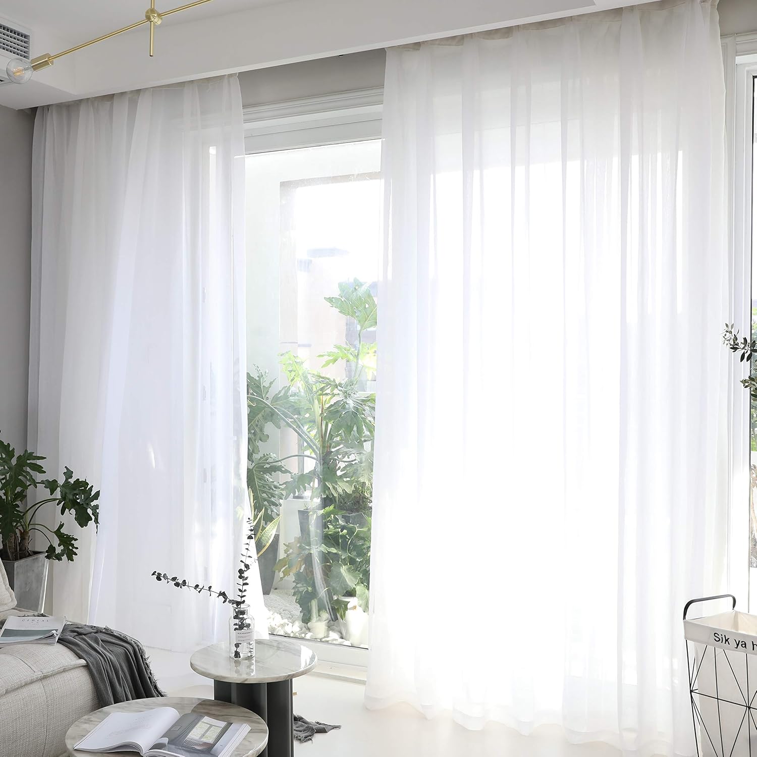 Home Brilliant Sheer Curtains 72 inches Drop for Bedroom White Window