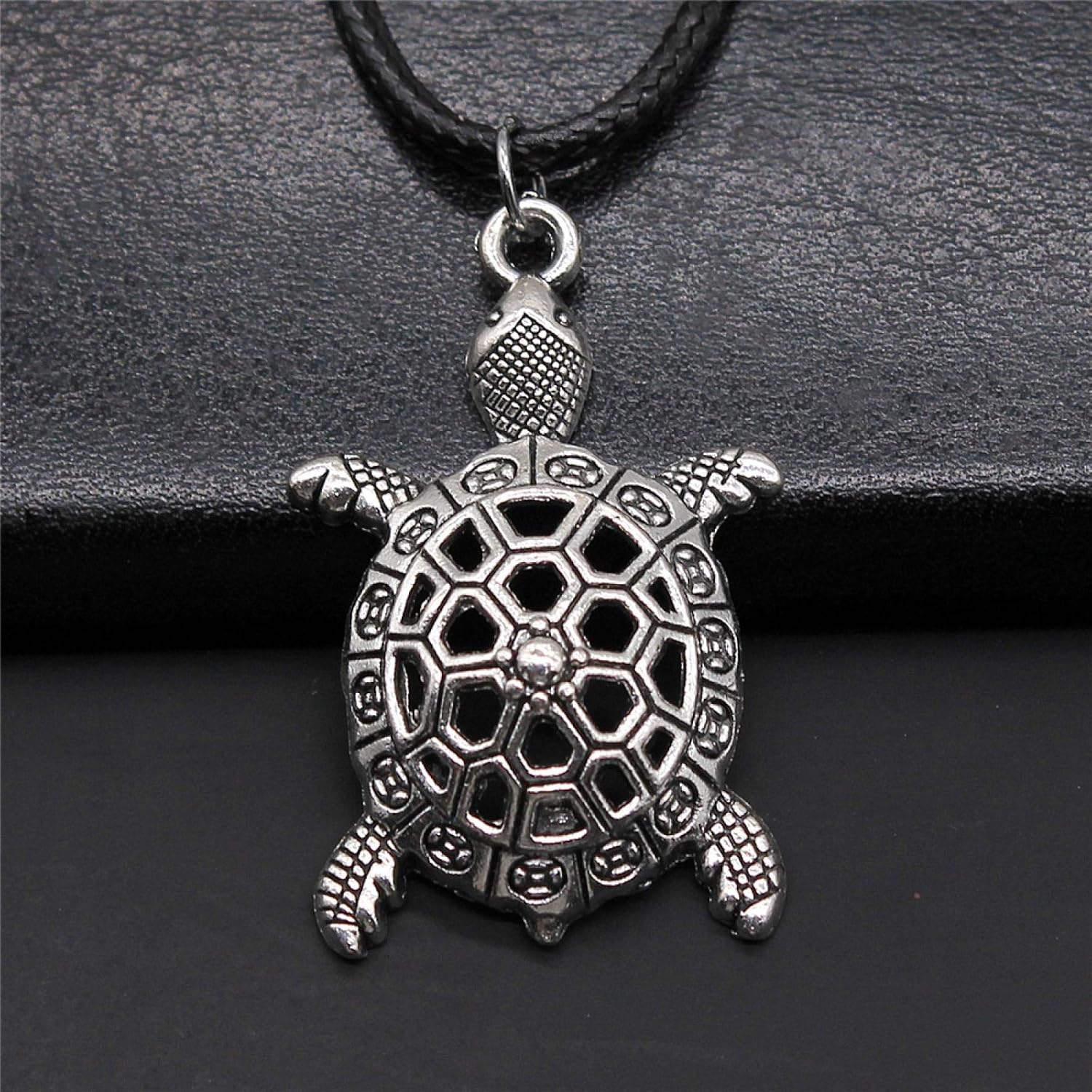 Men's Necklace Cute Animal Pendant Black Leather Chain Rabbit Tiger