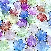 LIMAOLLY 120pcs Acrylic Cherry Blossom Flower Beads Colorful Gradient Gold-Plated Spacer Beads End Caps for Jewelry Making Bracelet Necklace Earrings(Mixed Color)