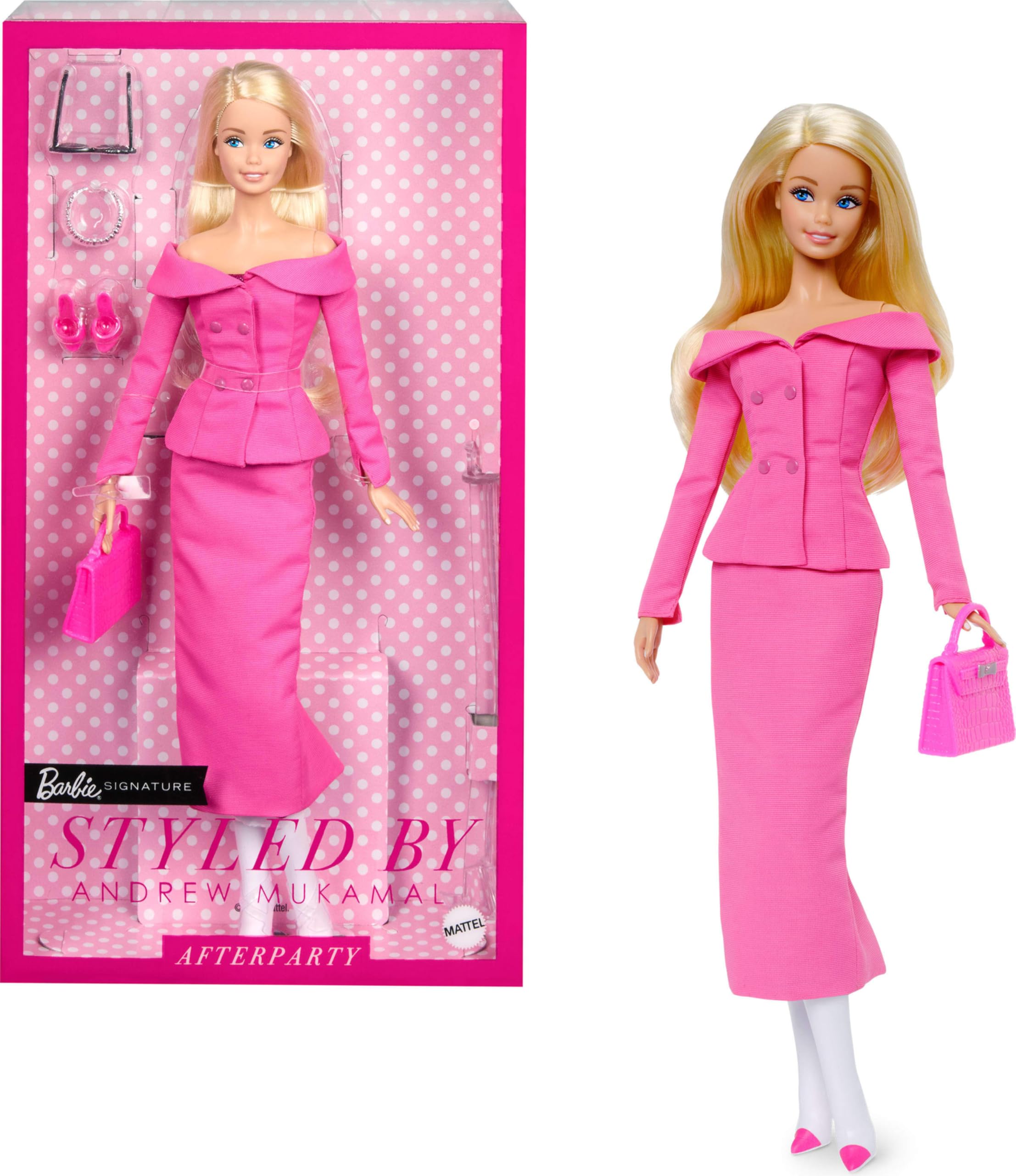 Photo 1 of Barbie Signature Styled by Andrew Mukamal Fashion Doll, Collectible with 3 Day-to-Night Looks & Accessories, Includes Stand