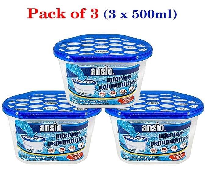 ANSIO Interior Dehumidifier, 500 ml - Pack of 3