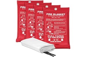 Safewayfire Emergency Fire Blanket - 4 Pack, 39.4'' x 39.4'' Fire Suppression Blanket for Kitchen, Fiberglass Fire Blanket for Home Safety