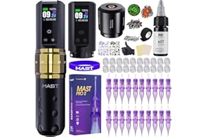 Mast Tattoo Fold2 Pro Tattoo Kit Complete Tattoo Gun Machine Kit 2 Batteries 2000mAh Power Supply for Long Time Needles Cartr