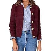 ATHMILE Womens Cardigan Sweaters Casual Long Sleeve Button Down Crewneck Casual Knit Cropped Fall Winter Jackets Clothes