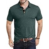 KUYIGO Men's Short Sleeve Polo Shirts Casual Tee Collared with Button Shirt