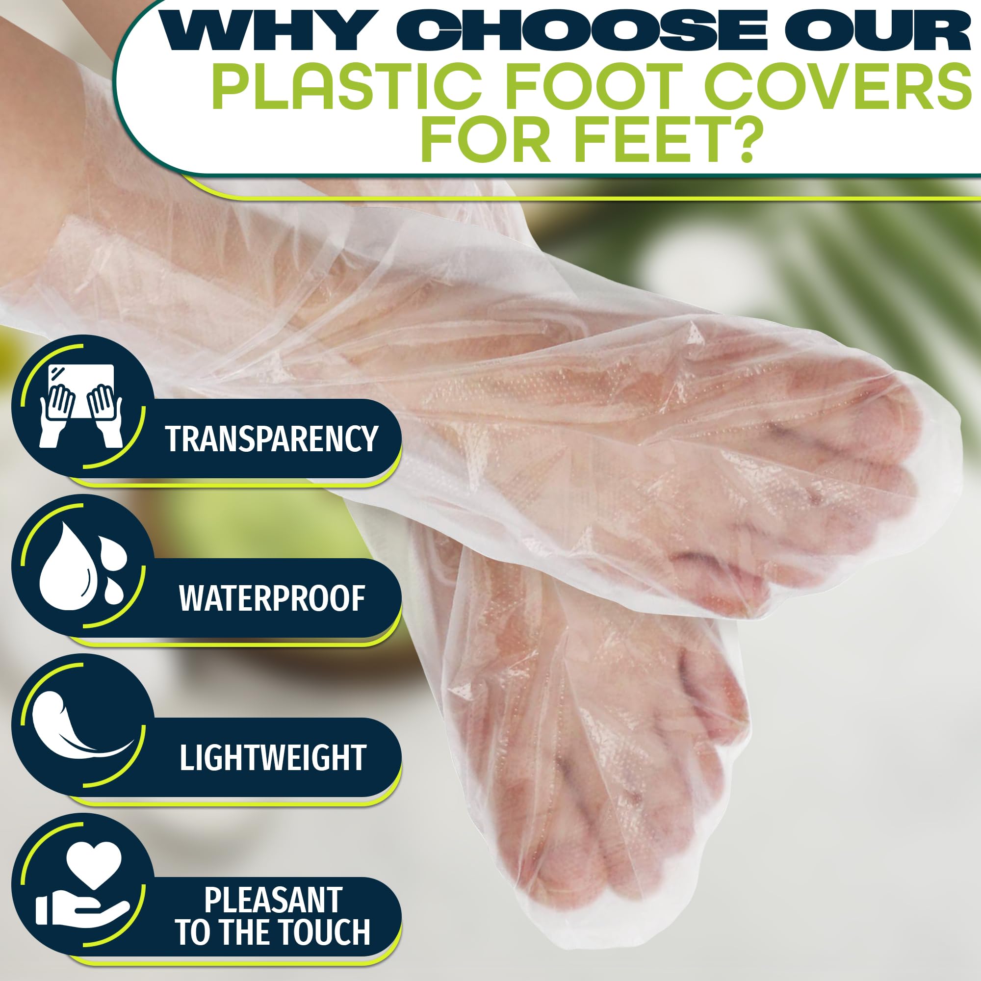 200 Pcs Plastic Foot Covers for Feet – Leak-Proof, Ribbed Anti-Slip Design with 200 Stickers for Secure Fit – Plastic Foot Bags for Moisturizing, Hydration, Home Use, Spa, Pedicure, Paraffin Wax Bags