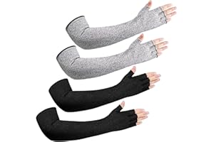 Sintege 2 Pairs Anti Cut Protective Sleeves Arm Sleeves Safety Cut Resistant Gloves(Black, Gray)