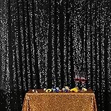 Poise3EHome 8FT x 8FT Black Sequin Backdrop Curtain