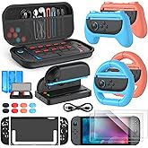 Switch 2 Accessories Bundle for switch 2, 24 in 1 Kit, switch 2 slim Case, 2 Screen Protector, Charger Dock for switch 2 with Cable, 2 Steering Wheel, for Joycon 2 Protective Shell & 2 Grip, 8 Thumb Grips, 2 Game Card Case Included - Switch 2 Accessory Kit