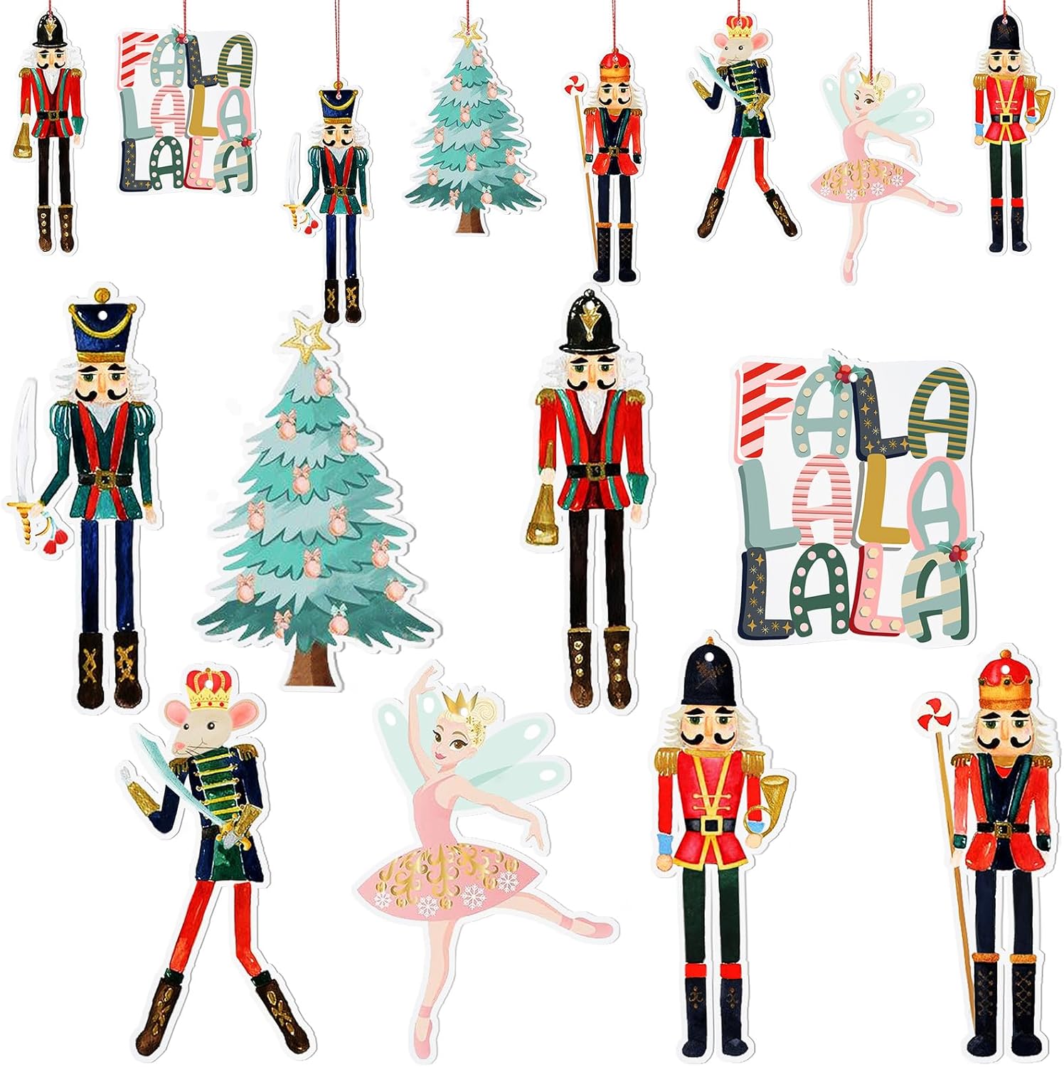 Nutcrackers - Chunful 24 Pcs Christmas Tree Nutcracker Ornaments Decoration Set Acrylic Hanging Charms Christmas Tree Decorations Nutcracker Decorations for Christmas Tree Crafts Kids Holiday, 8 Styles