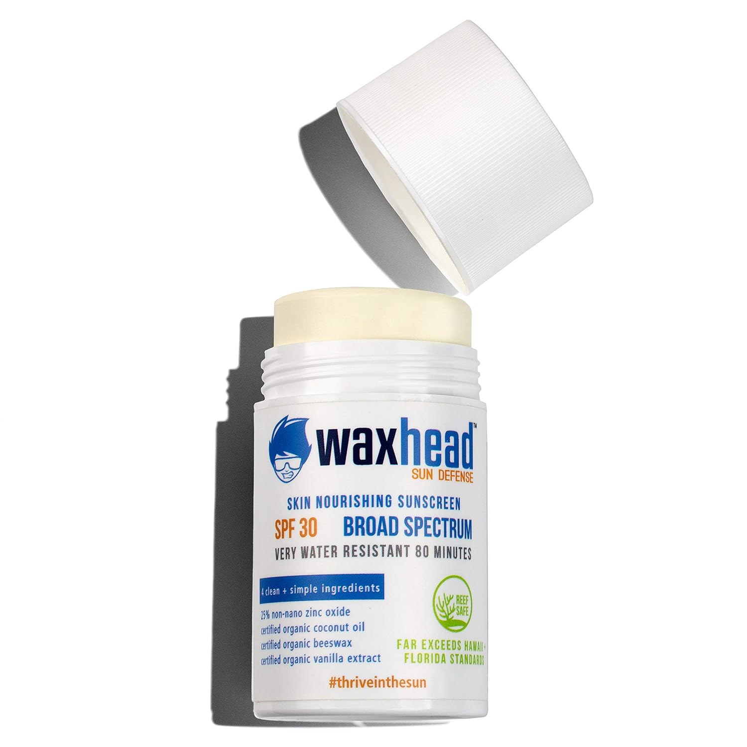 Waxhead Zinc Oxide Sunscreen Stick 4 Ingredients 1 Stick 3 7 Oz Very Water Resistant Non Toxic Coconut Oil Biodegradable Reef Safe Beeswax Broad Spectrum Spf 30 Made In Usa Amazon In Beauty