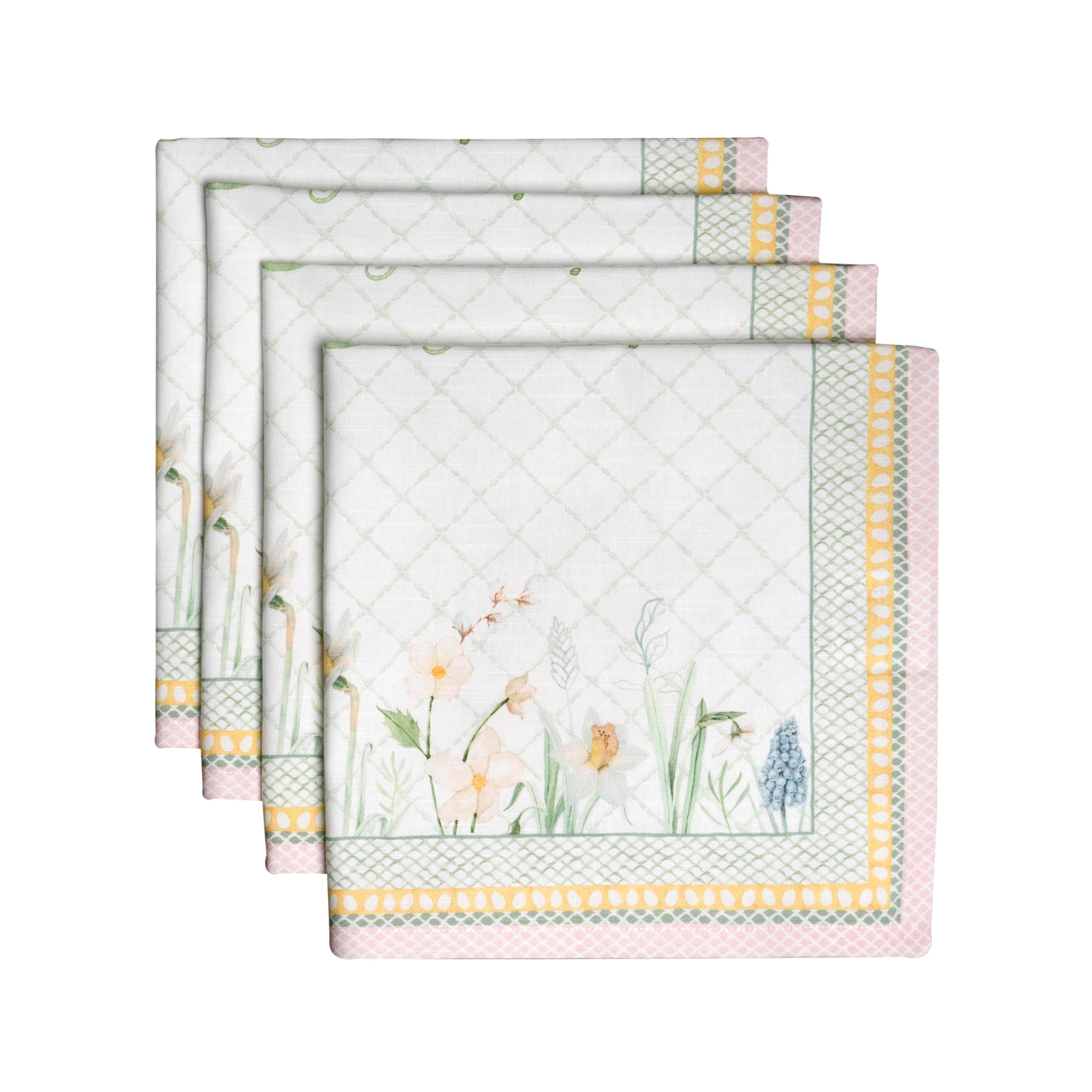 Maison d' Hermine Cloth Napkins Set of 4 100% Cotton Everyday Reusable Square Napkins Cloth Washable, Dinner, Party, Wedding, Restaurant, Spring/Summer (Easter Dew, 20" x 20") Image
