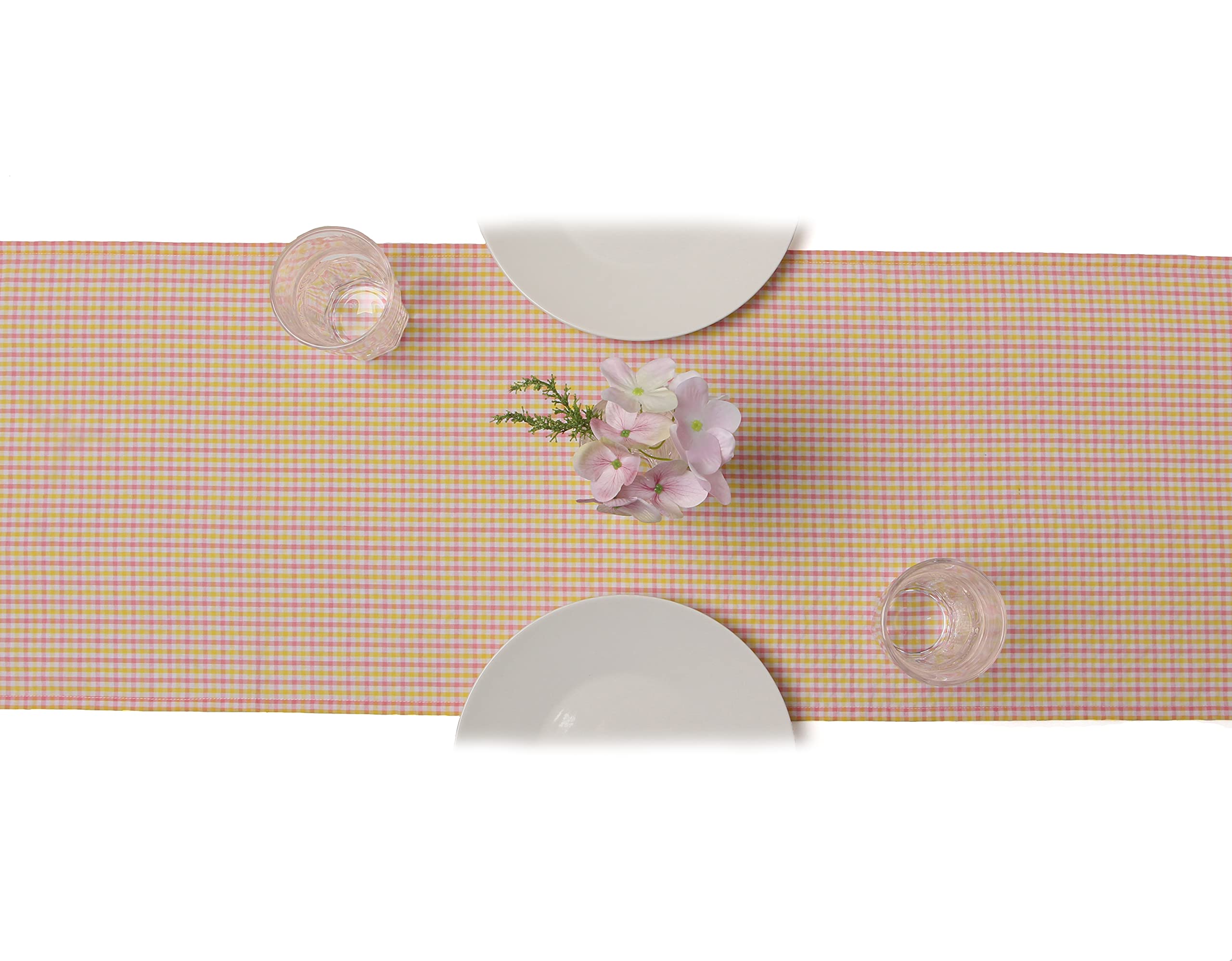 Ruth&Boaz 100% Cotton Seersucker Gingham Tablecloth for Summer Parties, Weddings, Picnics, and Everyday Use (yellow, Runner 12"x72")