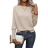 SOLY HUX Sweaters for Women Boat Neck Long Sleeve Casual Solid Pullover Tops