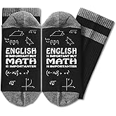ERMCDFHC Funny Teacher Socks, “English is Important But Math is Importanter” Novelty Math Socks for Teachers, Students, and Nerds.(019)