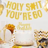 onehous Gold Glitter 60th Birthday Banner for Men Women Party Decor 8 ft view 4