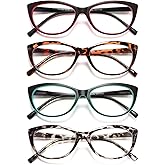 EYEURL 4 Pack Cat Eye Reading Glasses for Women, Blue Light Blocking Readers Lightweight Spring Hinge Anti Eyestrain UV Fashion Eyeglasses +1.50