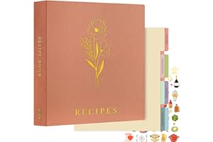Lanpn Recipe Binder 8.5x11 3 Ring Kit, Waterproof Organizer Binder with 60 Plastic Sleeves,116 Recipes, Dividers,Labels & Sti