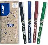 Pilot V7 0.7mm Liquid Ink Rollerball Tip Set – Black Blue Red Green (Pack of 4)
