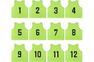 RE-HUO 12 Pack Numbered（1-12） Scrimmage Vests/Sport Pinnies/Training Bibs for Basketball,Soccer, Volleyball and Baseball