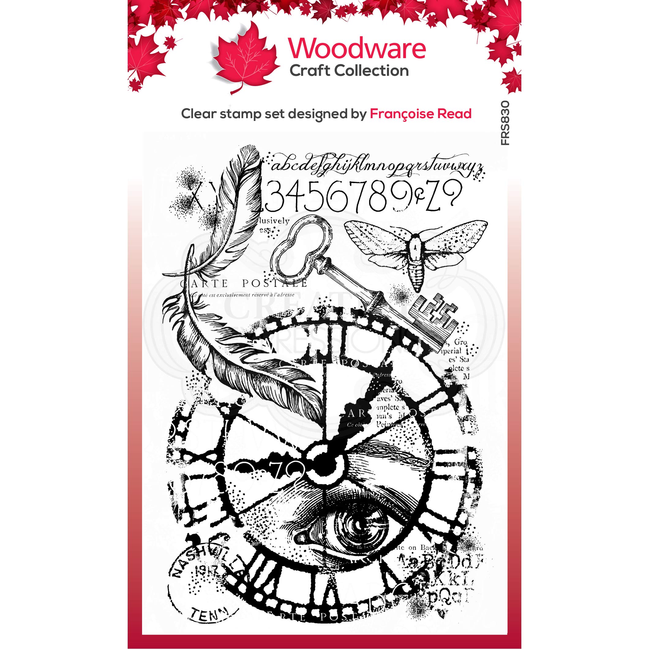 Woodware Francoise Collection-Clear Magic Stamp Set-Through Time, 10 x 15 cm Approx, FRS830