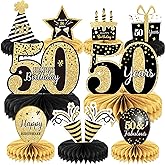 9 Pieces 50th Birthday Decoration 50 th Birthday Centerpieces for Tables Decorations Cheers to 50 Years Honeycomb Table Topper for Men and Women Fifty Years Party Decor Supplies