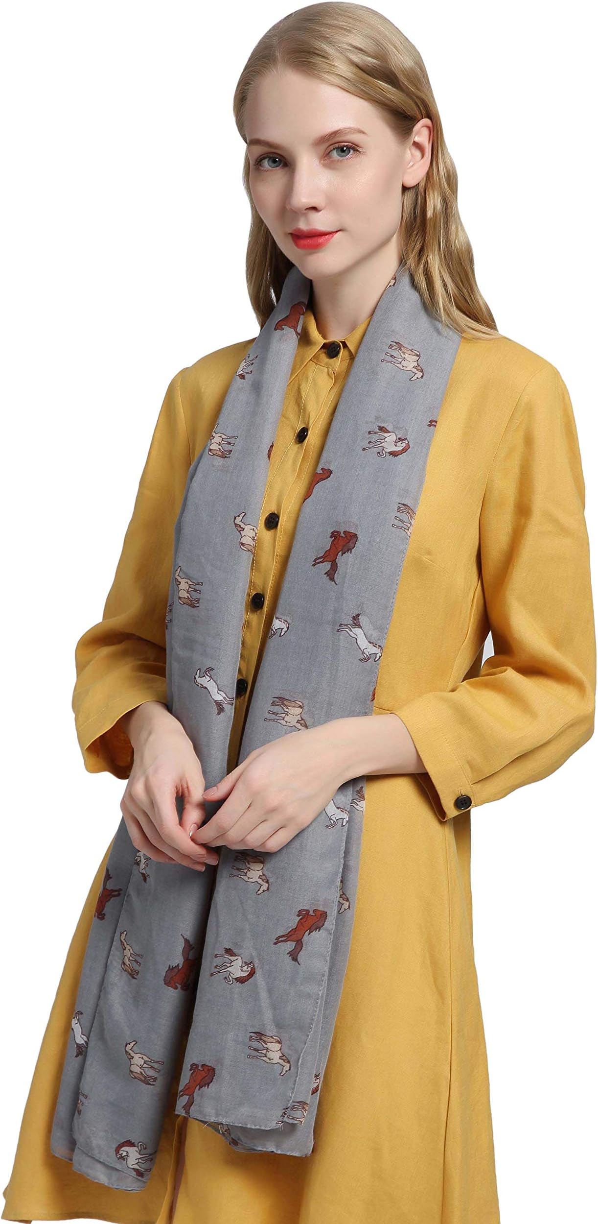 SEW ELEGANT NEW British Highland Farm Cow Horse Animal Print Scarf