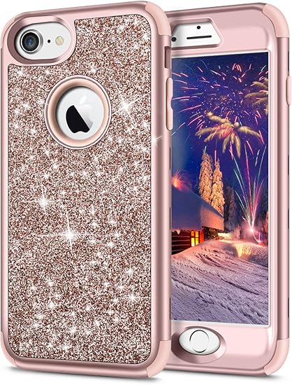 Amazon Com Samonpow 3 In 1 Bling Glitter Cover Case For Iphone 7 Case Full Body Protection Sparkle Hard Pc Soft Silicone Inner Heavy Duty Bumper Case For Iphone 7 4 7 Inch Rose Gold Electronics