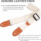 Nefelibata Guitar Strap 2 in Ends 37-63 in Cream with Picks and Straps view 3