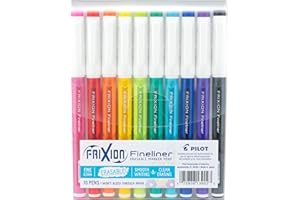 Pilot, FriXion Fineliner Erasable Marker Pens, Fine Point .5 Mm, Pack of 10, Assorted Colors