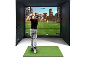 SimSpace Golf Simulator Enclosure with Impact Display Projection Screen, use with All Golf Launch Simulators and Monitors.